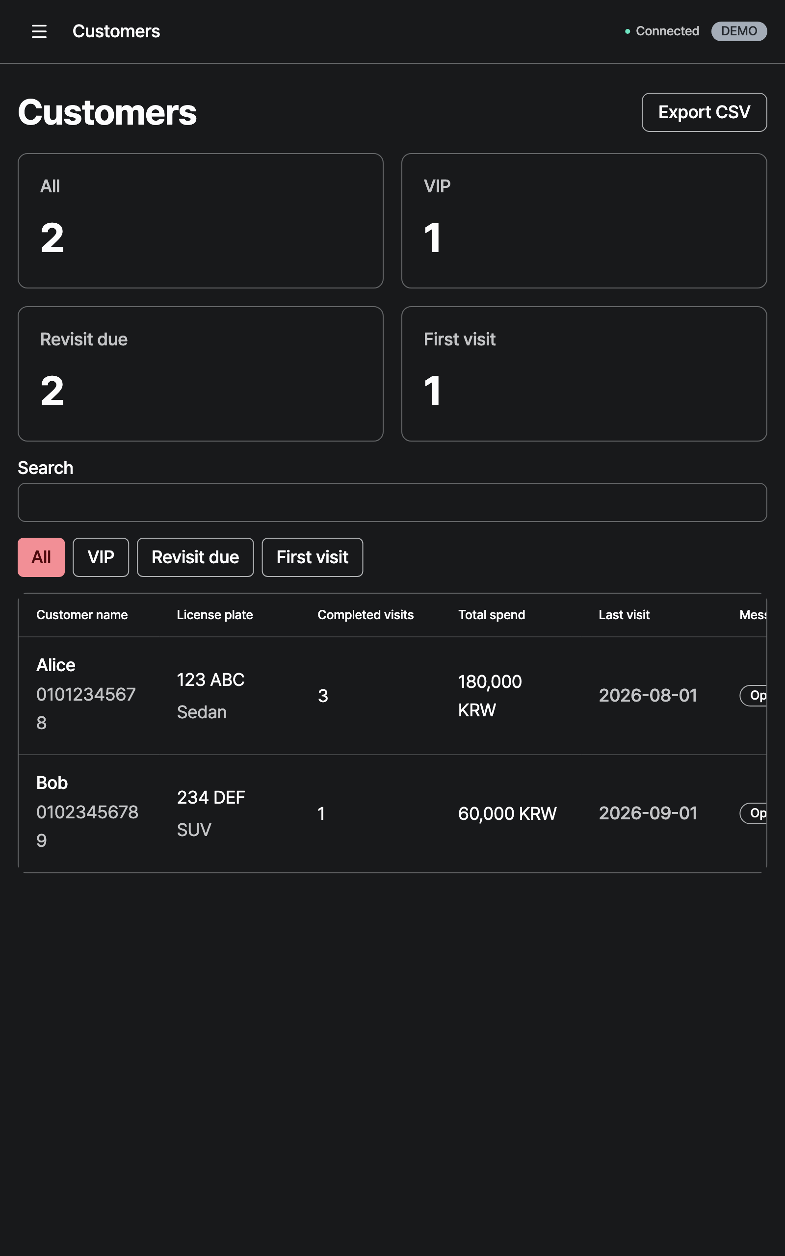 customers — tablet · dark · en · text 1.3x