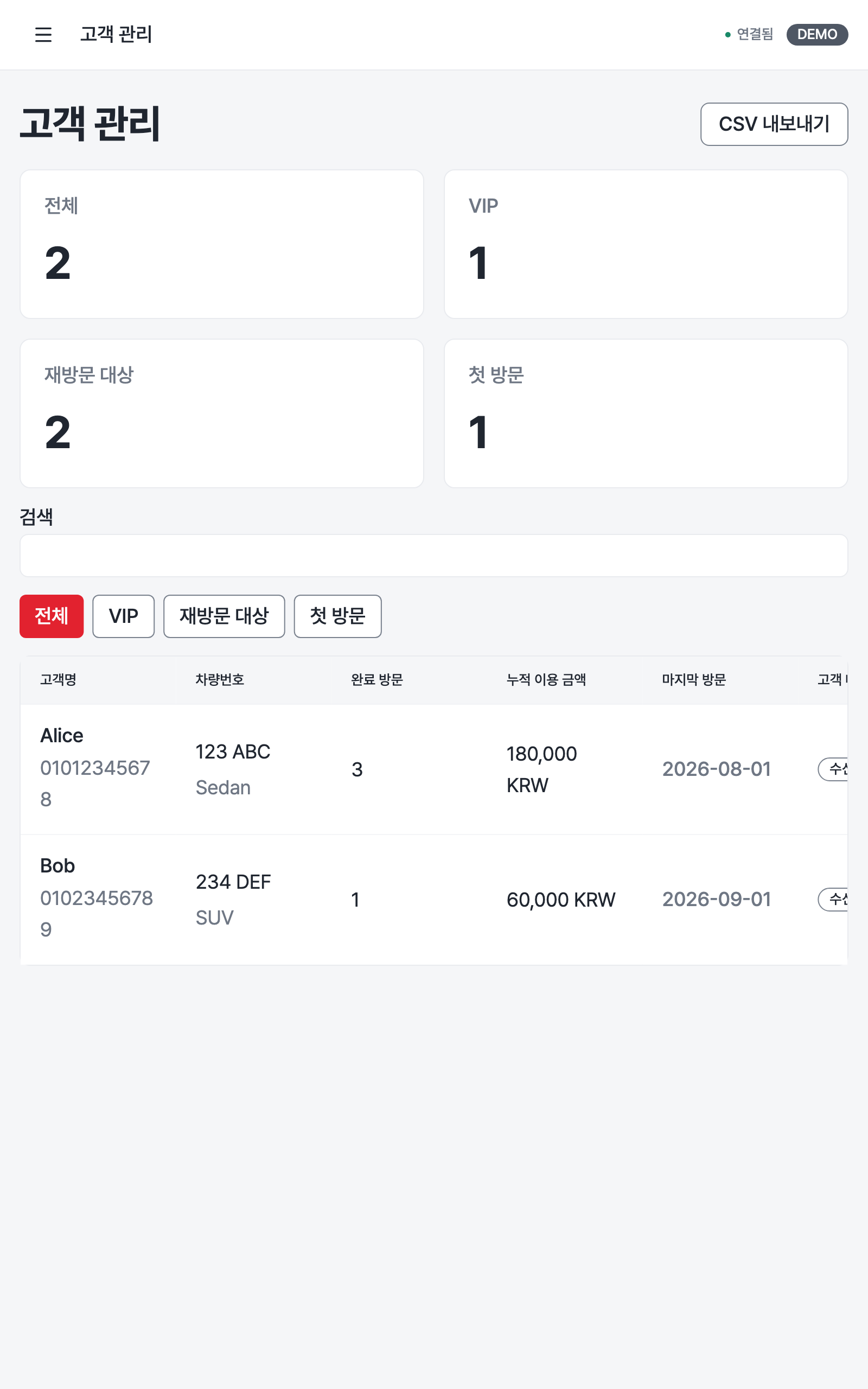 customers — tablet · light · ko · text 1.3x