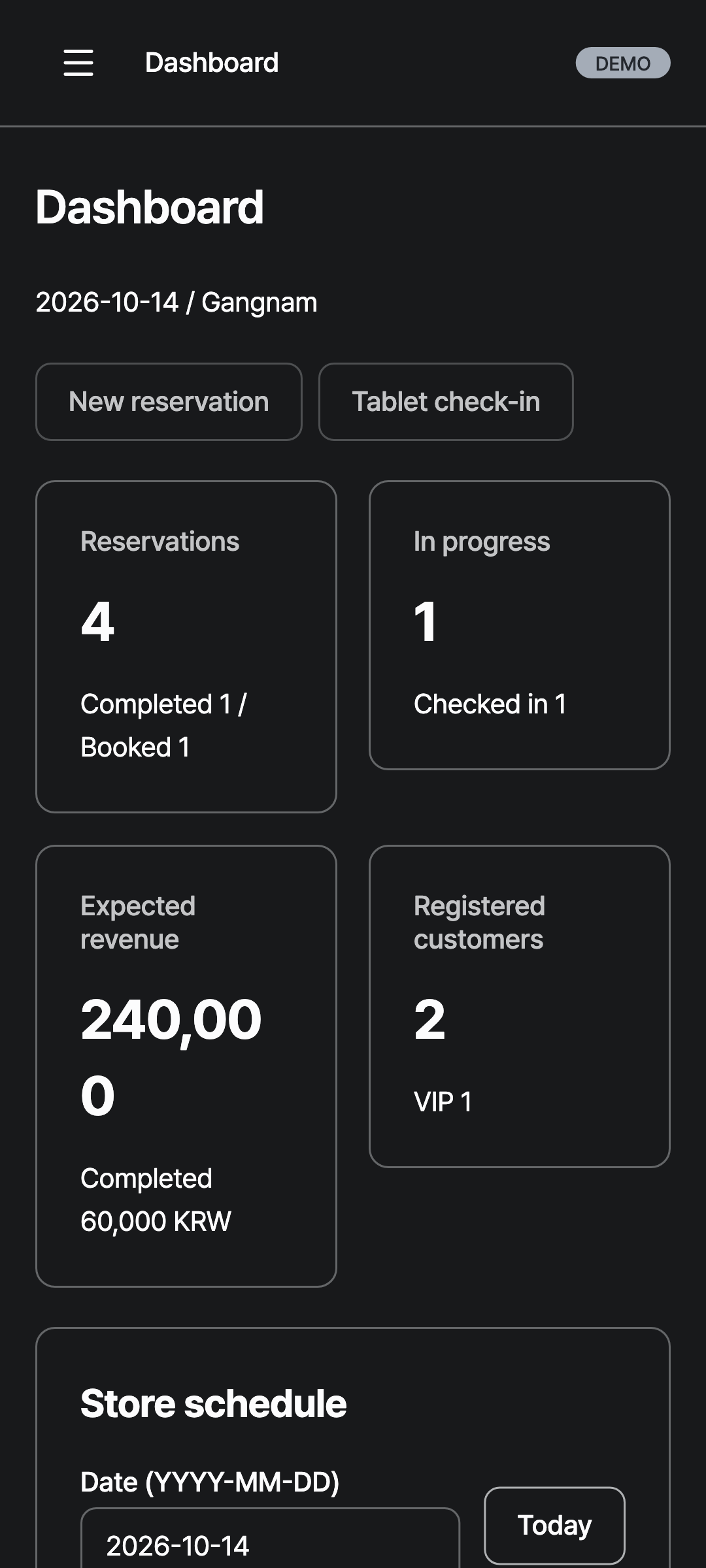 dashboard — phone · dark · en