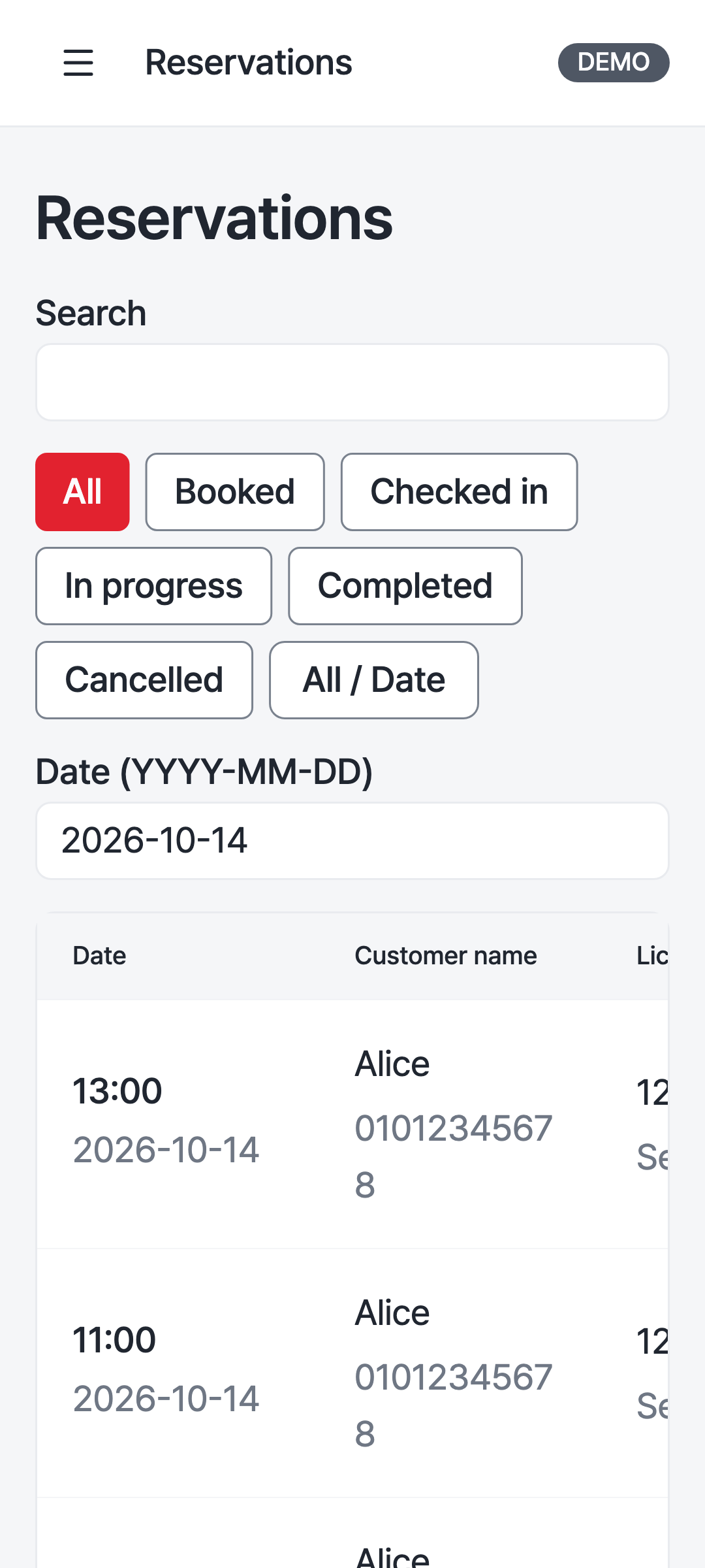 reservations — phone · light · en · text 1.3x