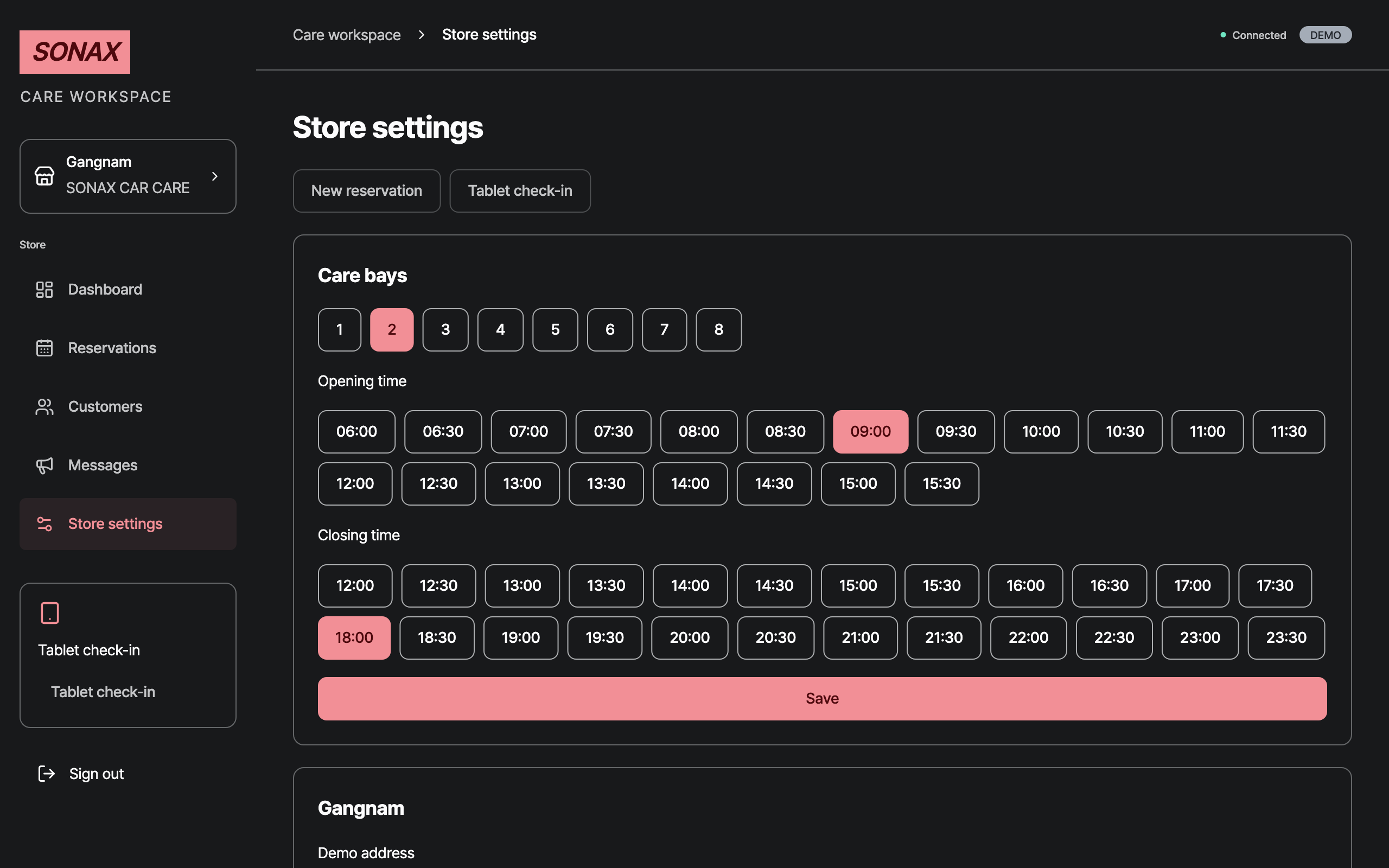 settings — desktop · dark · en
