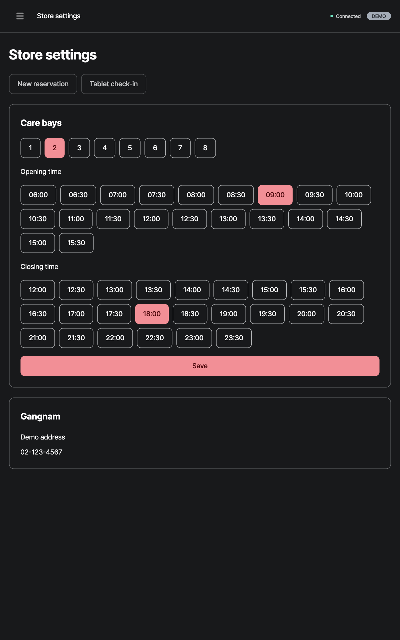 settings — tablet · dark · en