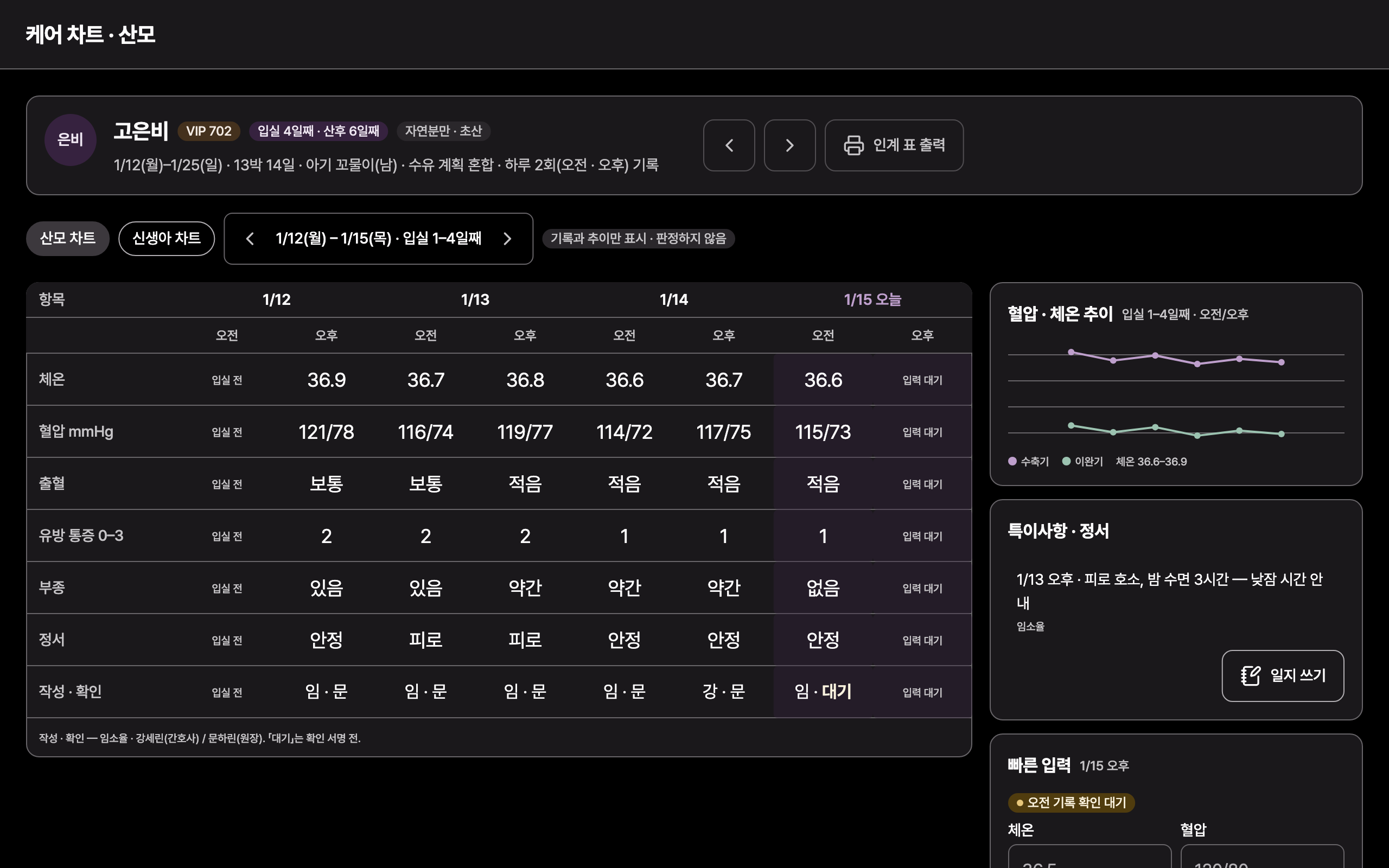 care_chart_mother — desktop · dark · ko